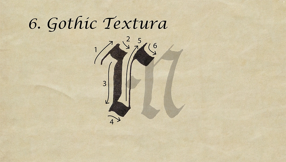 Gothic Textura letter m animation