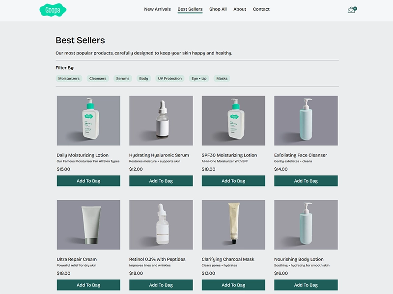 Products page