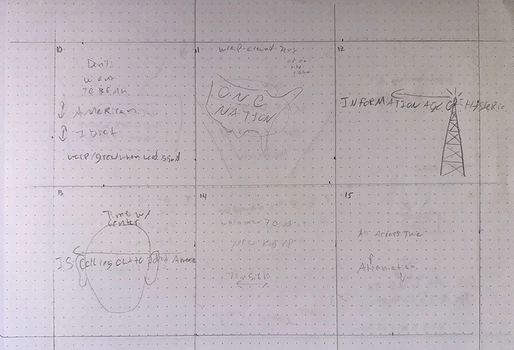 Storyboard sketch to plan out animation keyframes