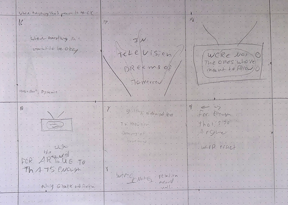 Storyboard sketch to plan out animation keyframes