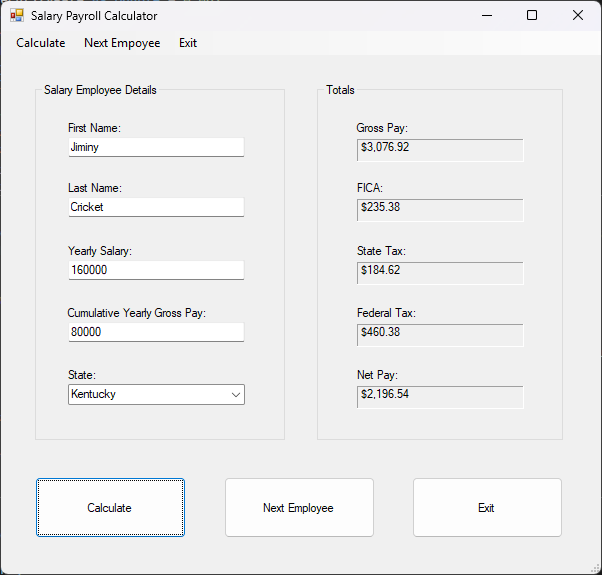 Salaried form with info